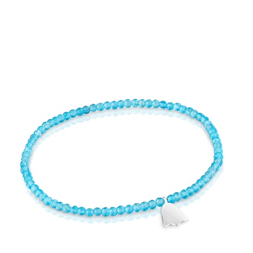 Elastic Bracelet with neon apatite and silver tulip TOUS Motifs