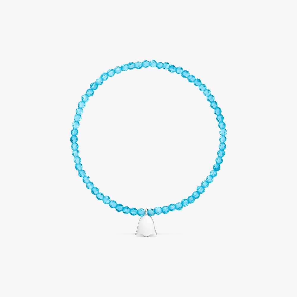 Elastic Bracelet with neon apatite and silver tulip TOUS Motifs