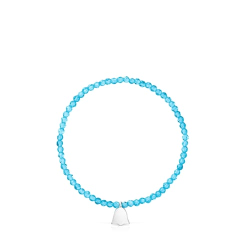 Elastic Bracelet with neon apatite and silver tulip TOUS Motifs