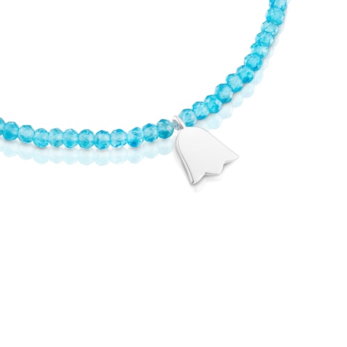 Elastic Bracelet with neon apatite and silver tulip TOUS Motifs