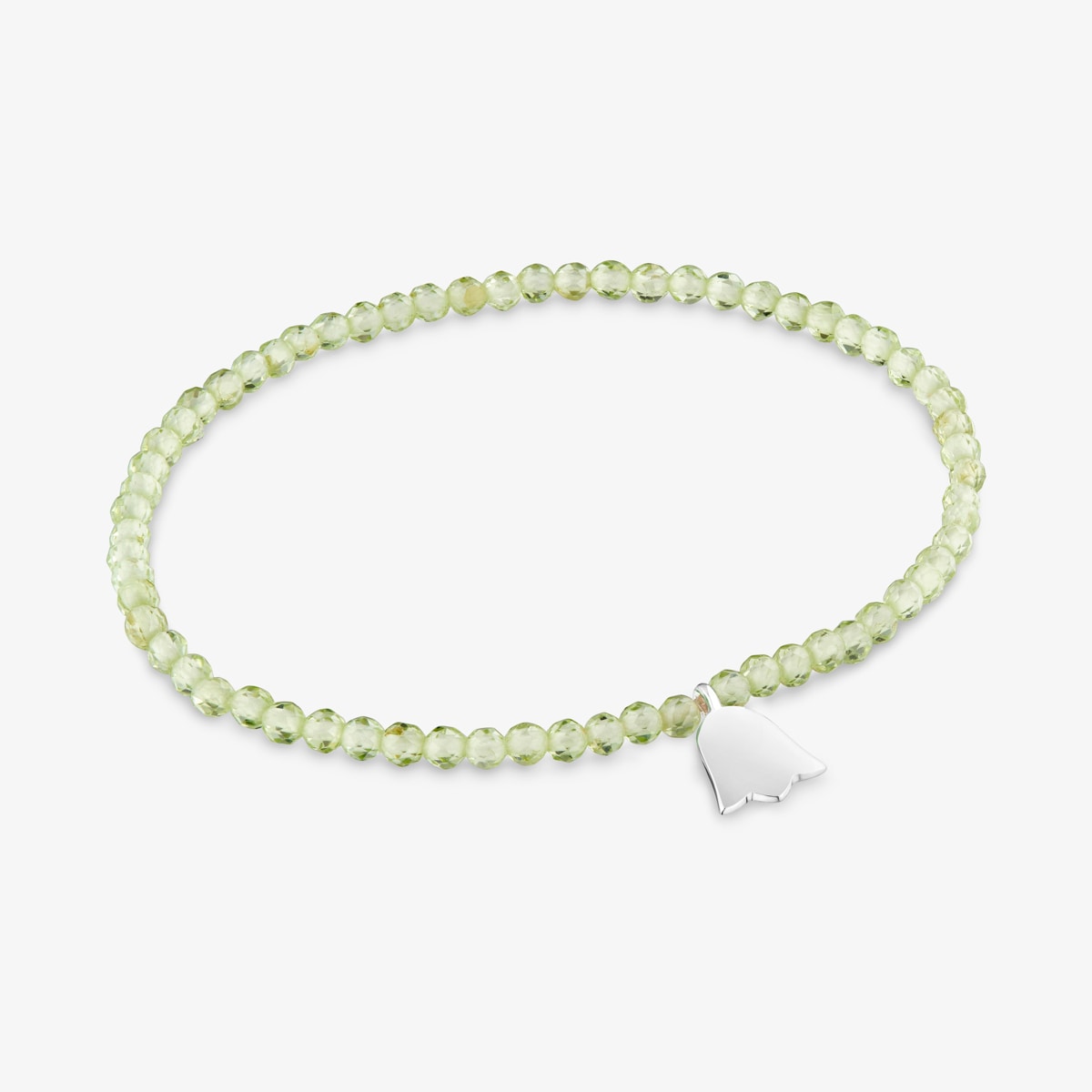 Elastisches Armband Motifs Mit Peridoten Und Tulpenmotiv Aus Silber