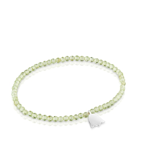 Pulsera elástica con peridoto y tulipán de plata TOUS Motivos