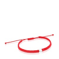 Silver and red nylon Bracelet with flower TOUS Motifs