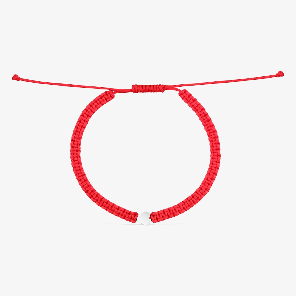 Bransoletka srebrno-czerwona z nylonu z serce TOUS Motifs