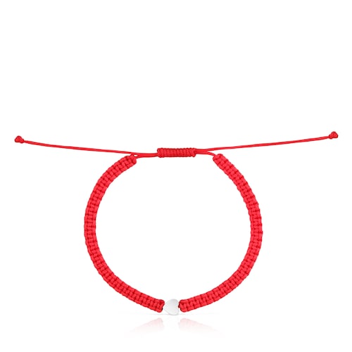 Silver and red nylon Bracelet with heart TOUS Motifs