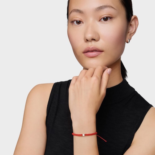 Silver and red nylon Bracelet with heart TOUS Motifs