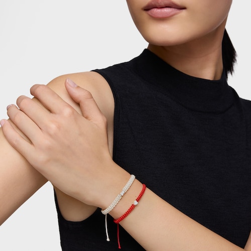 Silver and red nylon Bracelet with heart TOUS Motifs