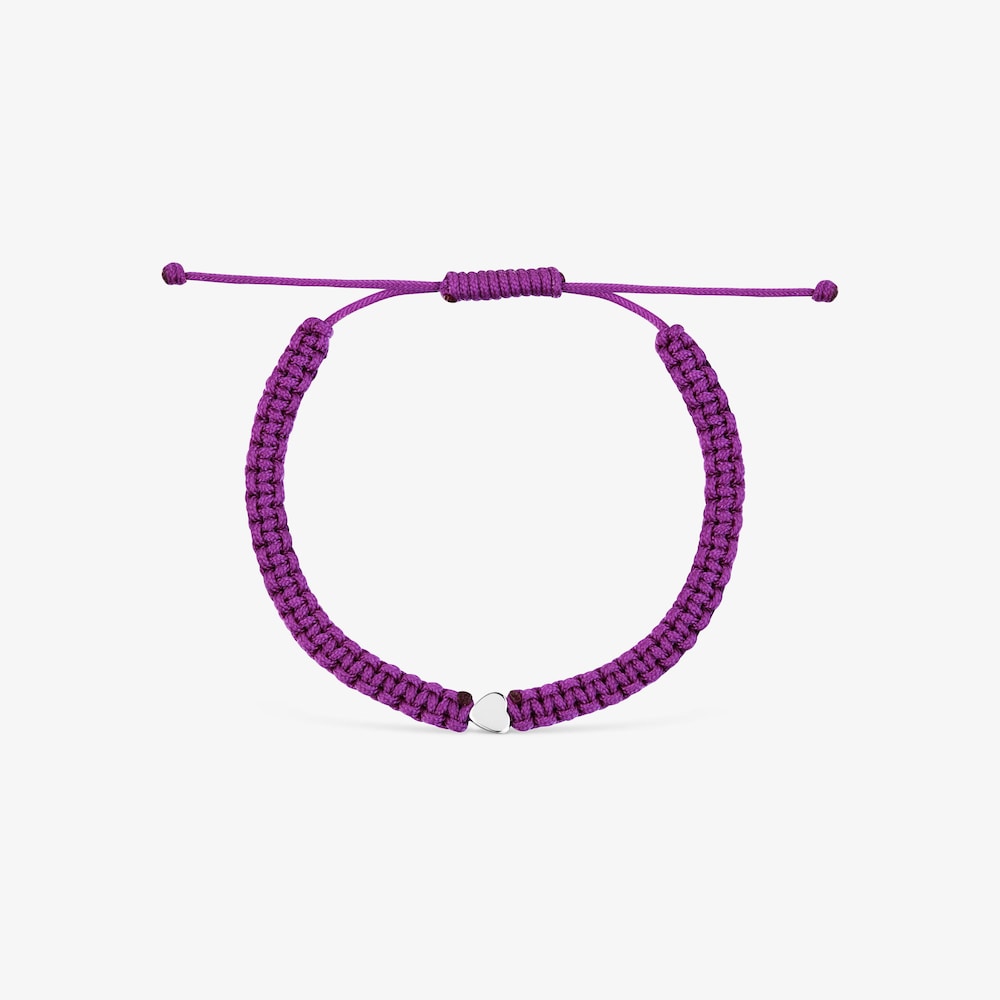 Bransoletka srebrno-liliowa z nylonu z serce TOUS Motifs