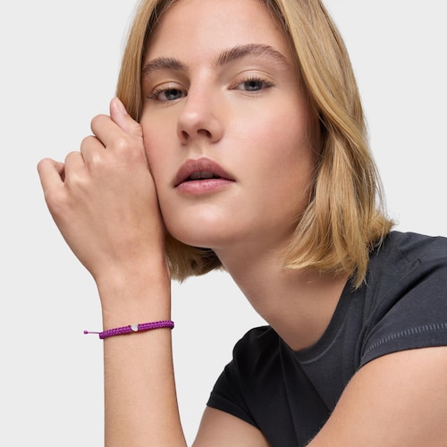 Pulsera corazón de plata y nylon lila TOUS Motivos