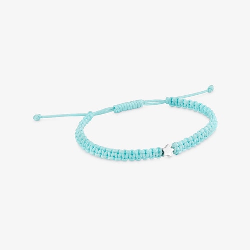 Pulsera estrella de plata y nylon turquesa TOUS Motivos