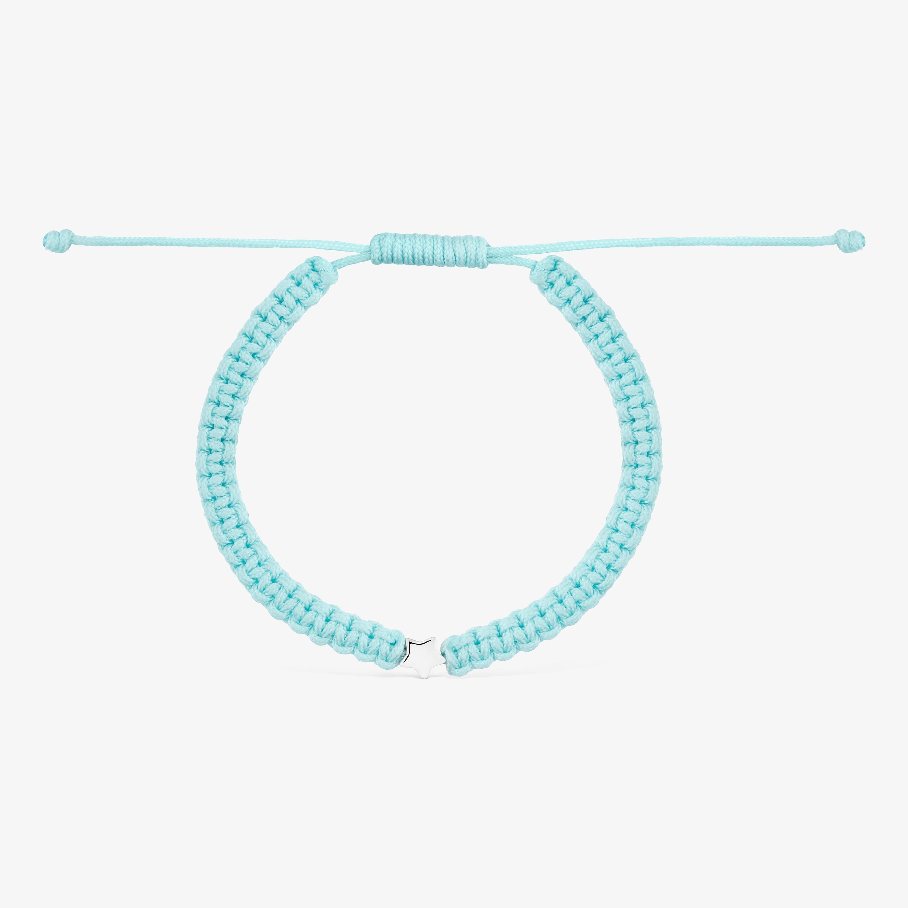 Silver and turquoise nylon Bracelet with star TOUS Motifs