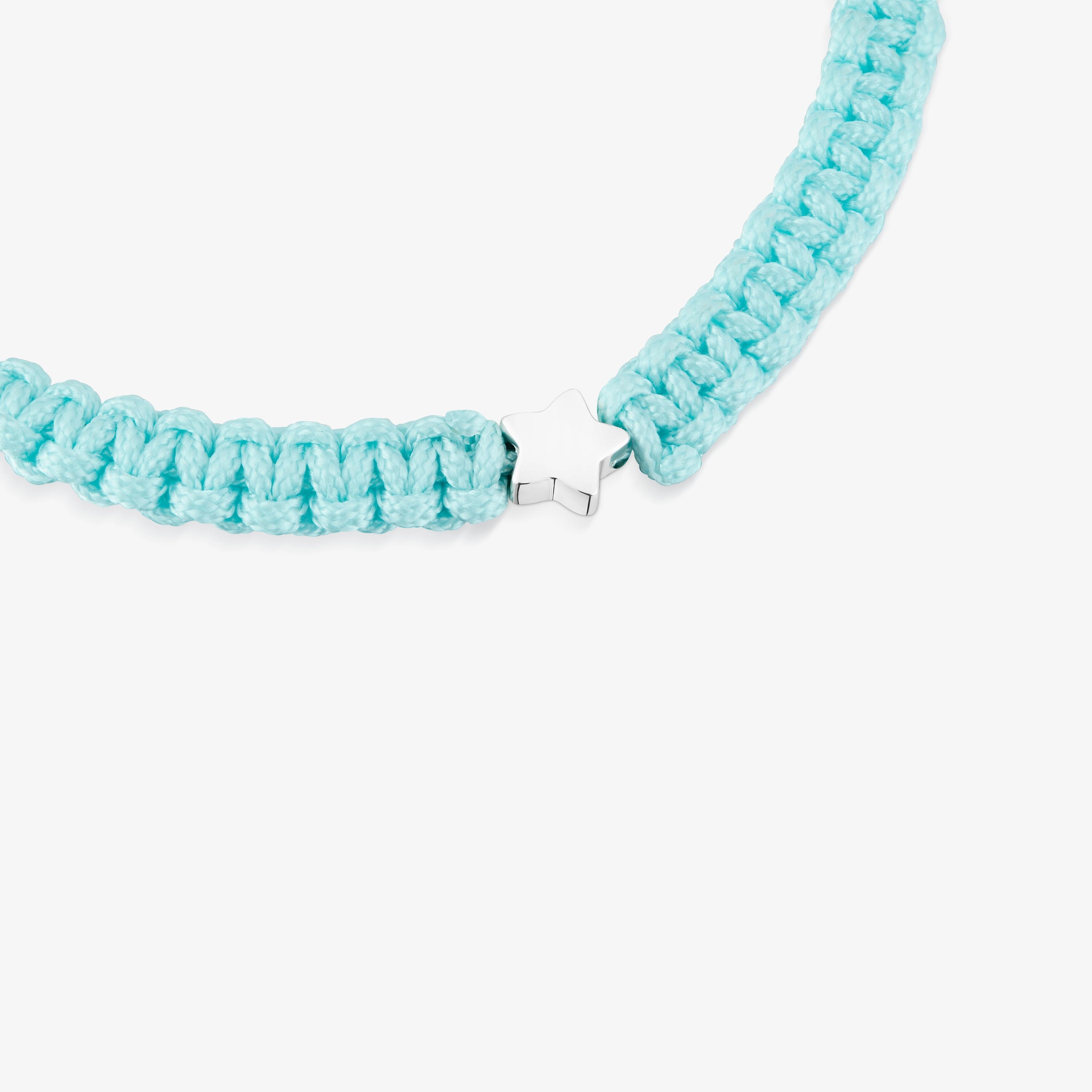 Silver and turquoise nylon Bracelet with star TOUS Motifs