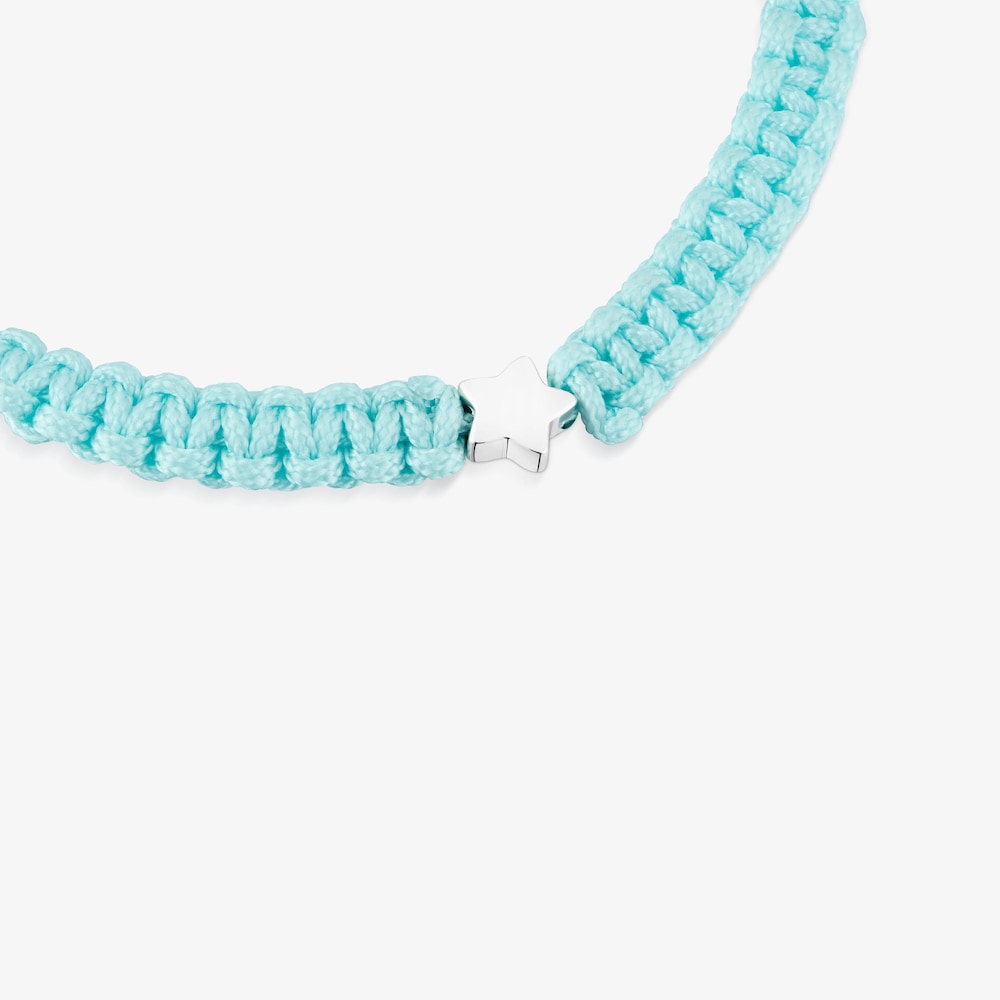 Pulsera estrella de plata y nylon turquesa TOUS Motivos
