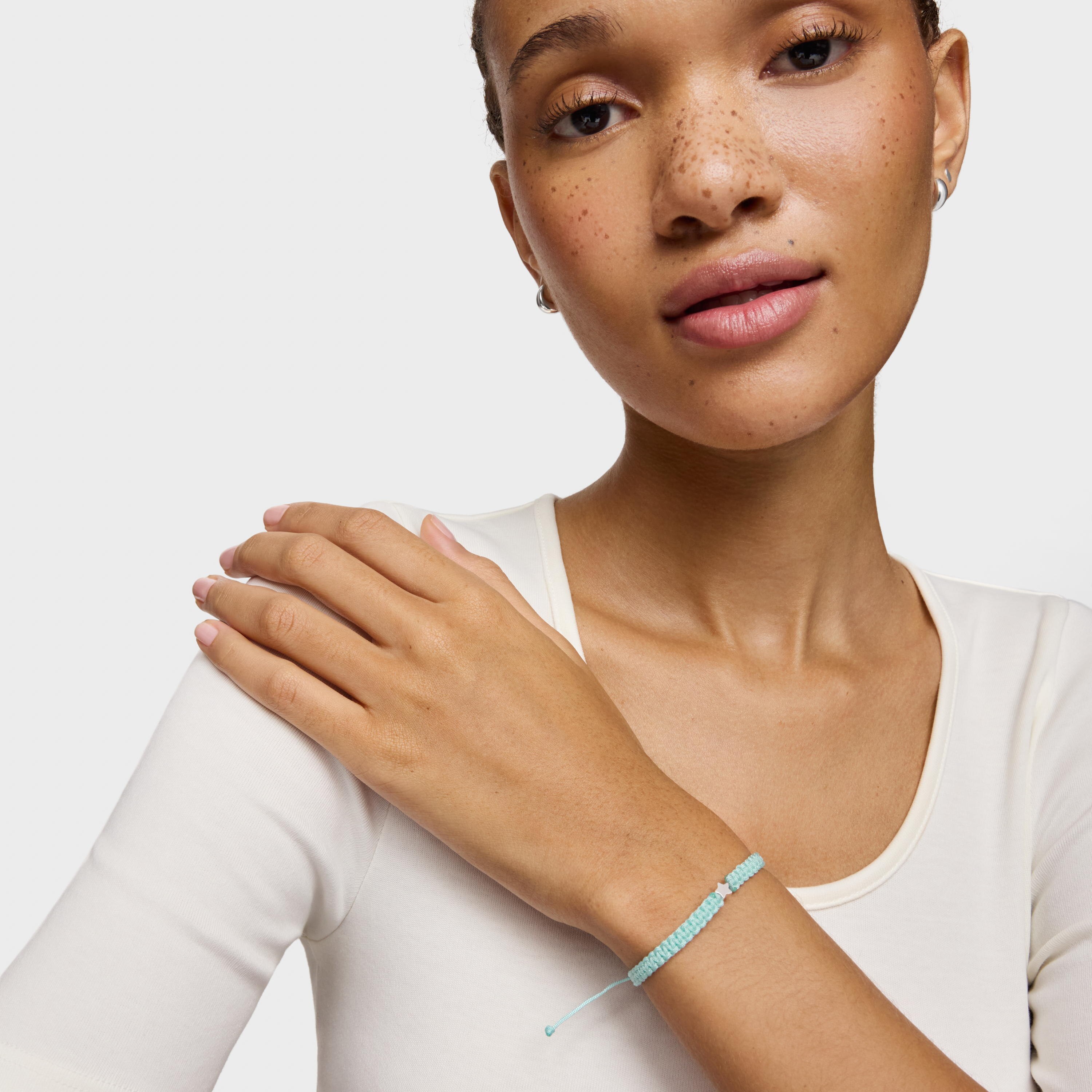 Silver and turquoise nylon Bracelet with star TOUS Motifs