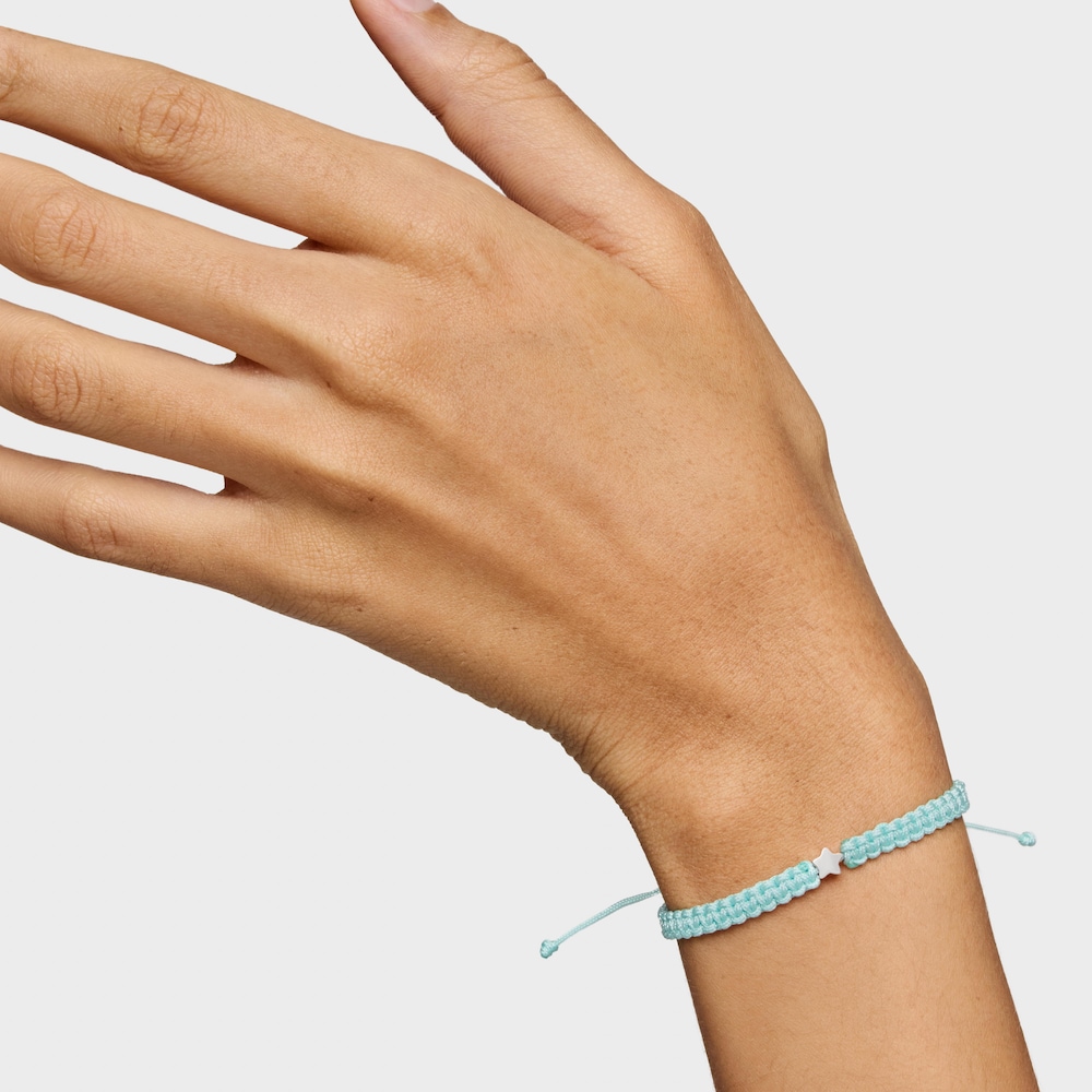 Pulsera estrella de plata y nylon turquesa TOUS Motivos
