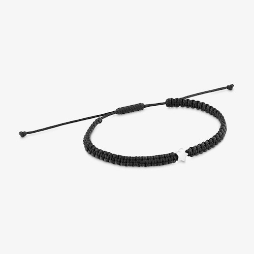 Pulsera estrella de plata y nylon negro TOUS Motivos