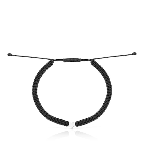 Pulsera estrella de plata y nylon negro TOUS Motivos