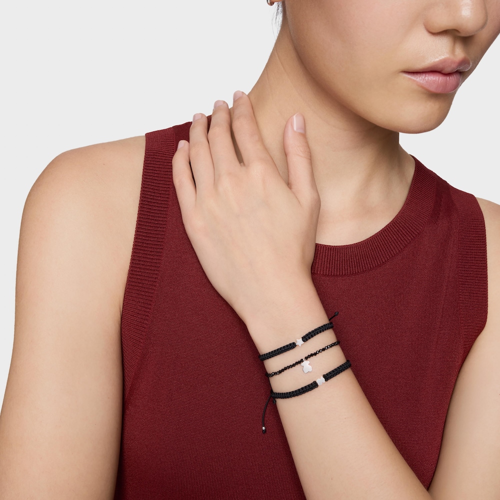 Silver and black nylon Bracelet with star TOUS Motifs