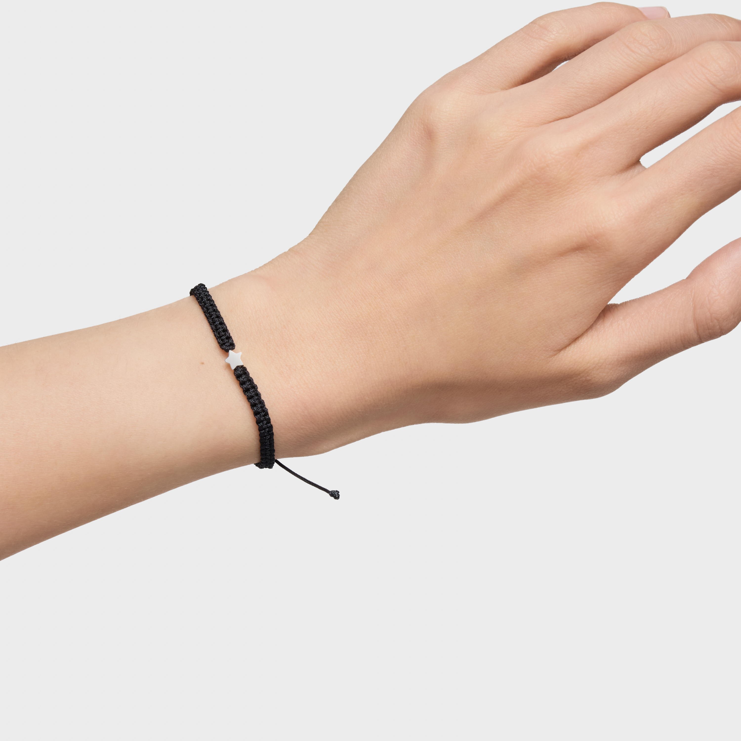 Silver and black nylon Bracelet with star TOUS Motifs