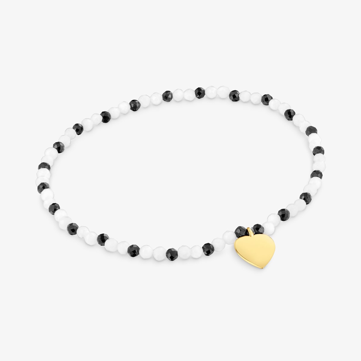 Tous - Pulsera Elástica Con Calcedónia, Espinelas Y Corazón Con Baño De Oro 18 Kt Sobre Plata Tous Motivos - Negro
