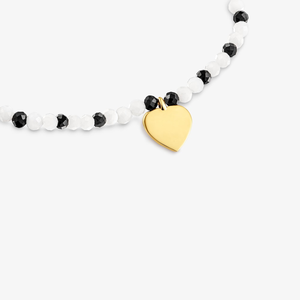 Pulseira el&aacute;stica com calced&oacute;nia, espin&eacute;lios e cora&ccedil;&atilde;o com banho de ouro de 18 K sobre prata TOUS Motivos