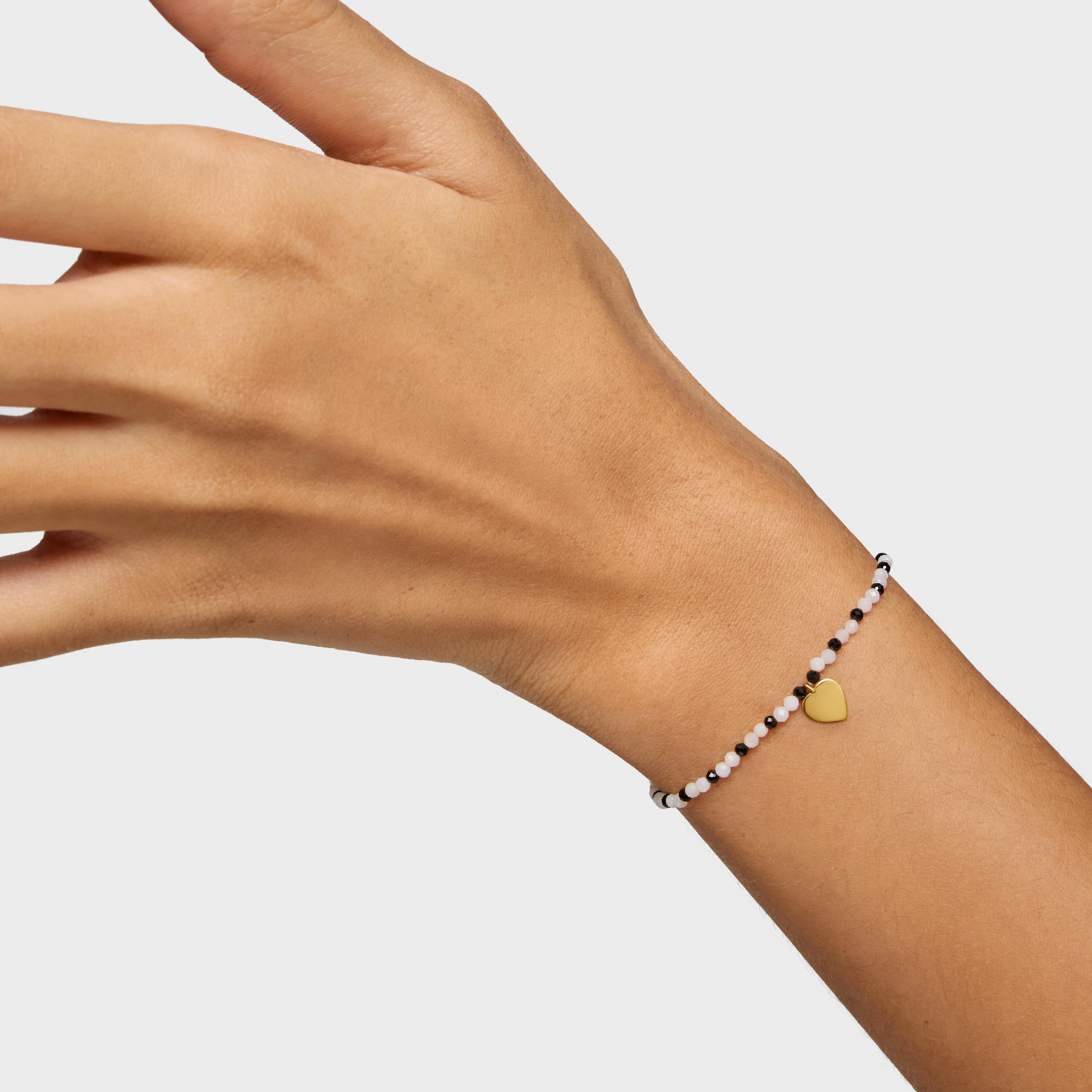 Elastic bracelet with chalcedony, spinels and heart with 18K gold vermeil TOUS Motifs
