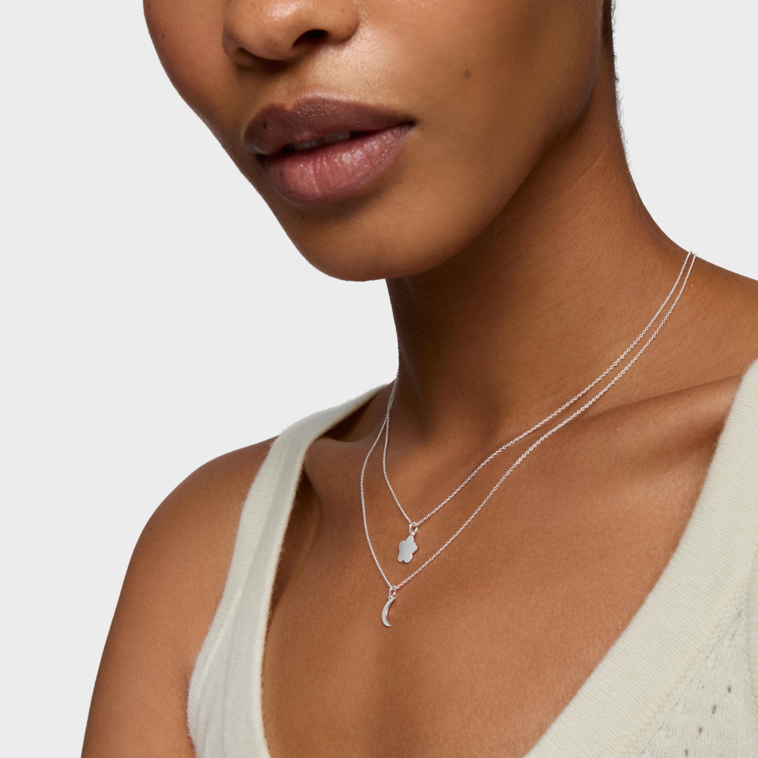 Short silver Necklace with moon TOUS Motifs