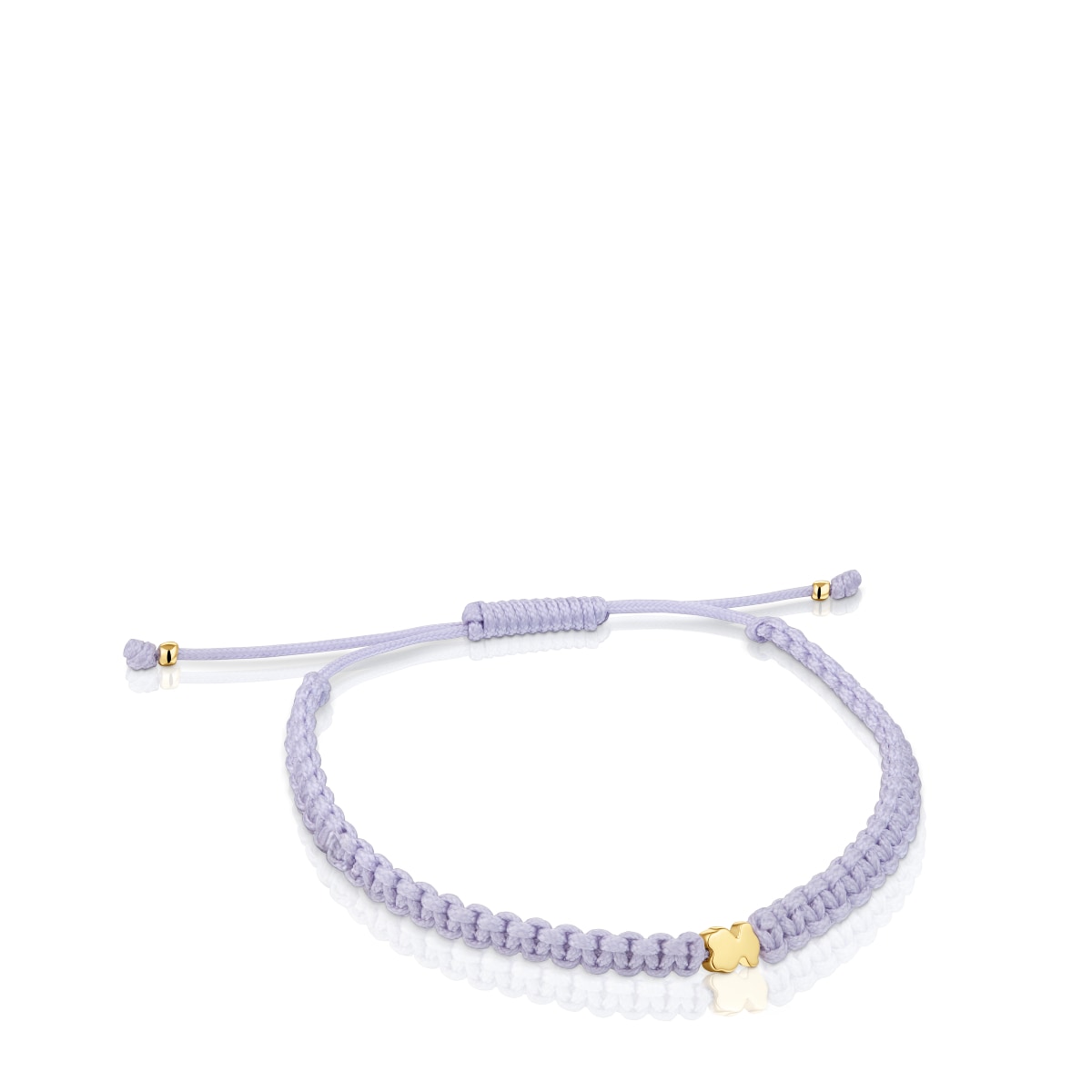 Tous - Pulsera Oso Con Baño De Oro 18 Kt Sobre Plata Y Nylon Malva Tous Motivos - Dorado