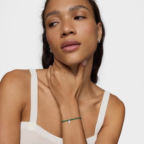 Pulsera elástica con calcedónia verde y oso de plata TOUS Motivos