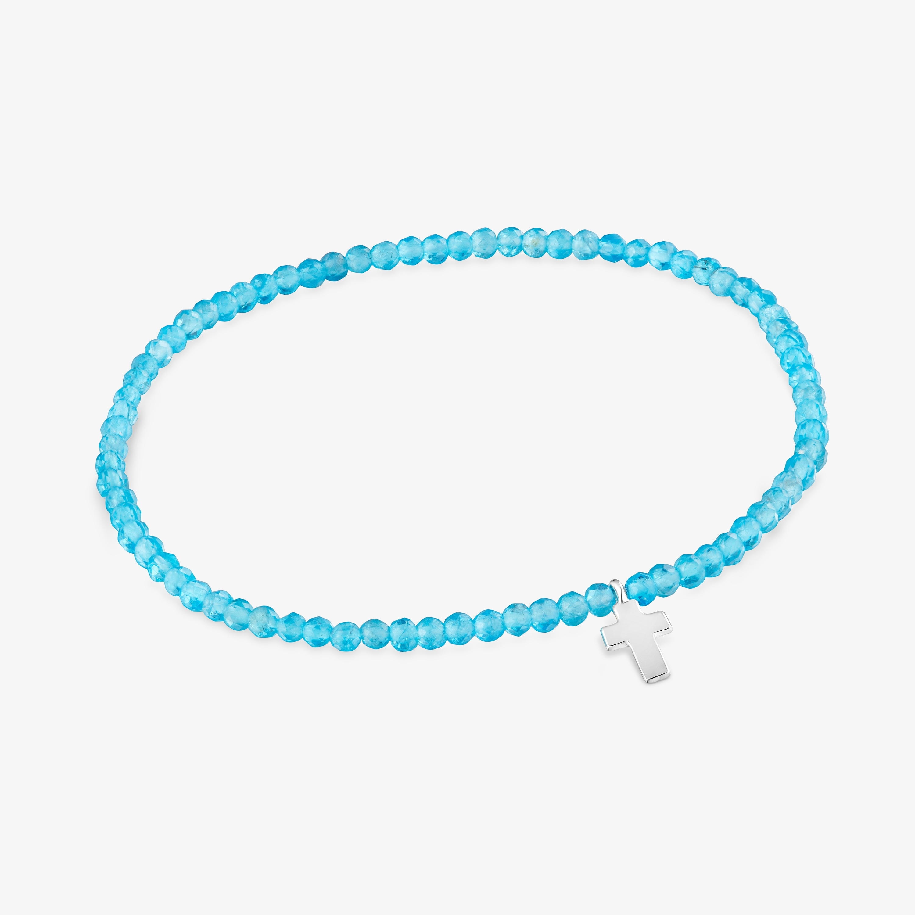 Elastic Bracelet with neon apatite and silver cross TOUS Motifs