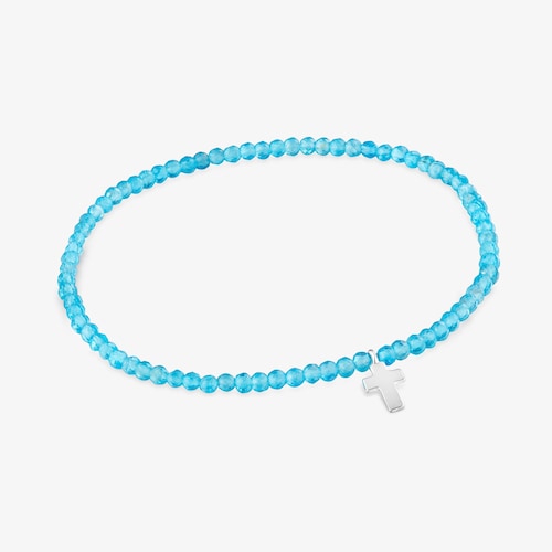 Elastick&yacute; n&aacute;ramok s&nbsp;ne&oacute;nov&yacute;m apatitom a&nbsp;strieborn&yacute;m kr&iacute;žikom TOUS Motifs