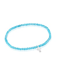 Elastic Bracelet with neon apatite and silver cross TOUS Motifs
