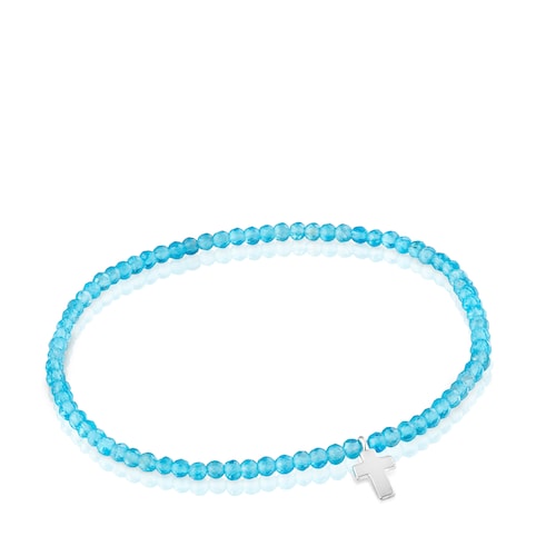 Pulsera elástica con apatito neón y cruz de plata TOUS Motivos