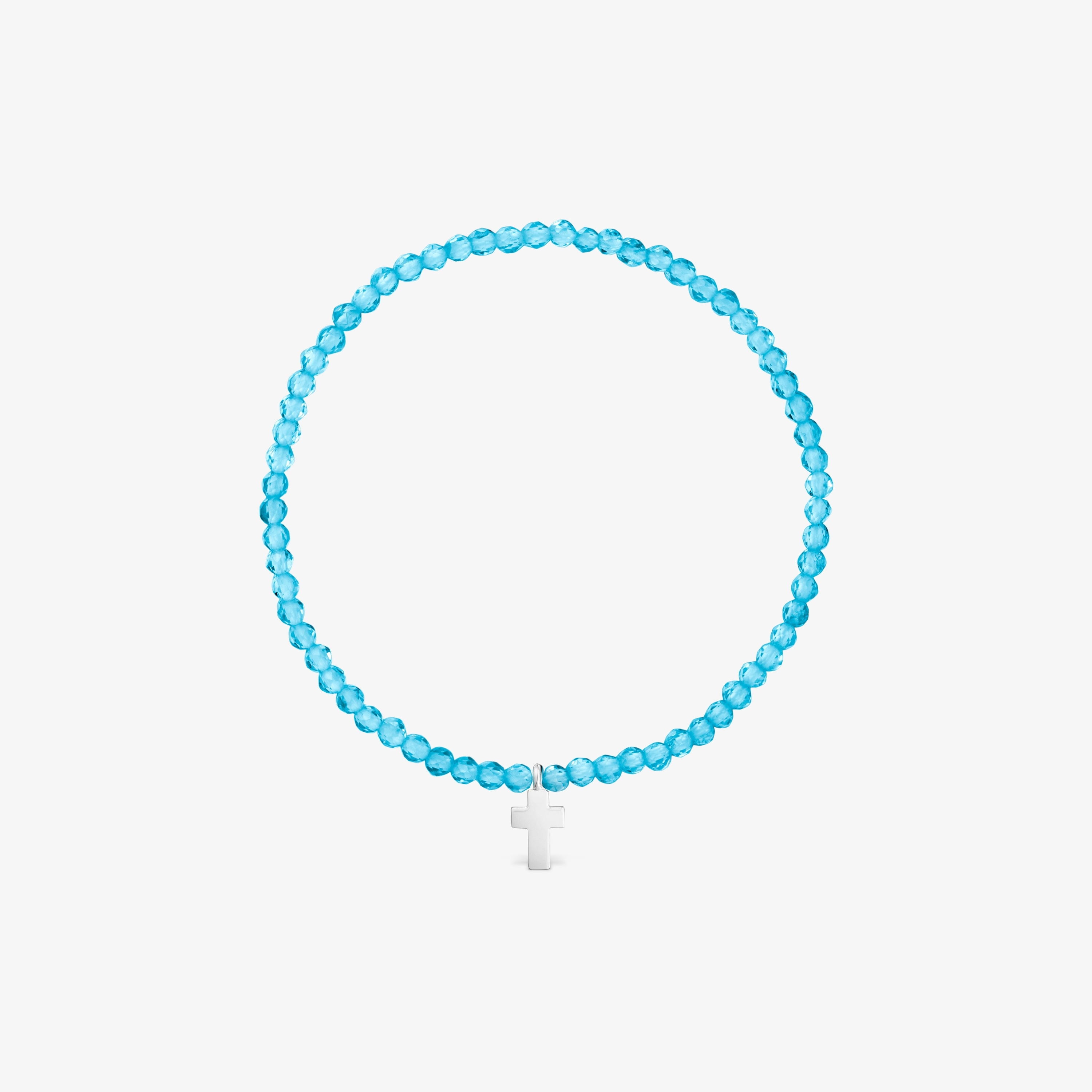 Elastic Bracelet with neon apatite and silver cross TOUS Motifs