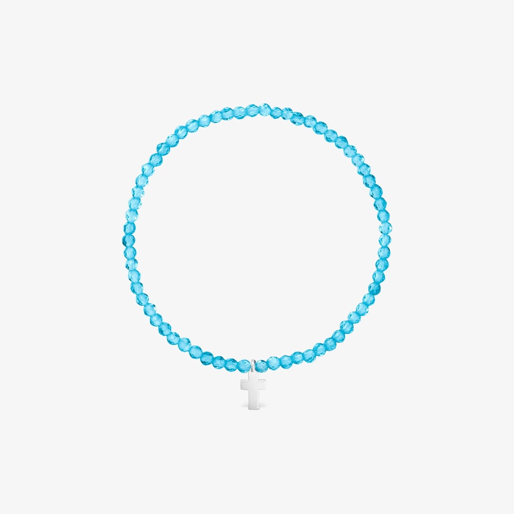 Elastick&yacute; n&aacute;ramok s&nbsp;ne&oacute;nov&yacute;m apatitom a&nbsp;strieborn&yacute;m kr&iacute;žikom TOUS Motifs