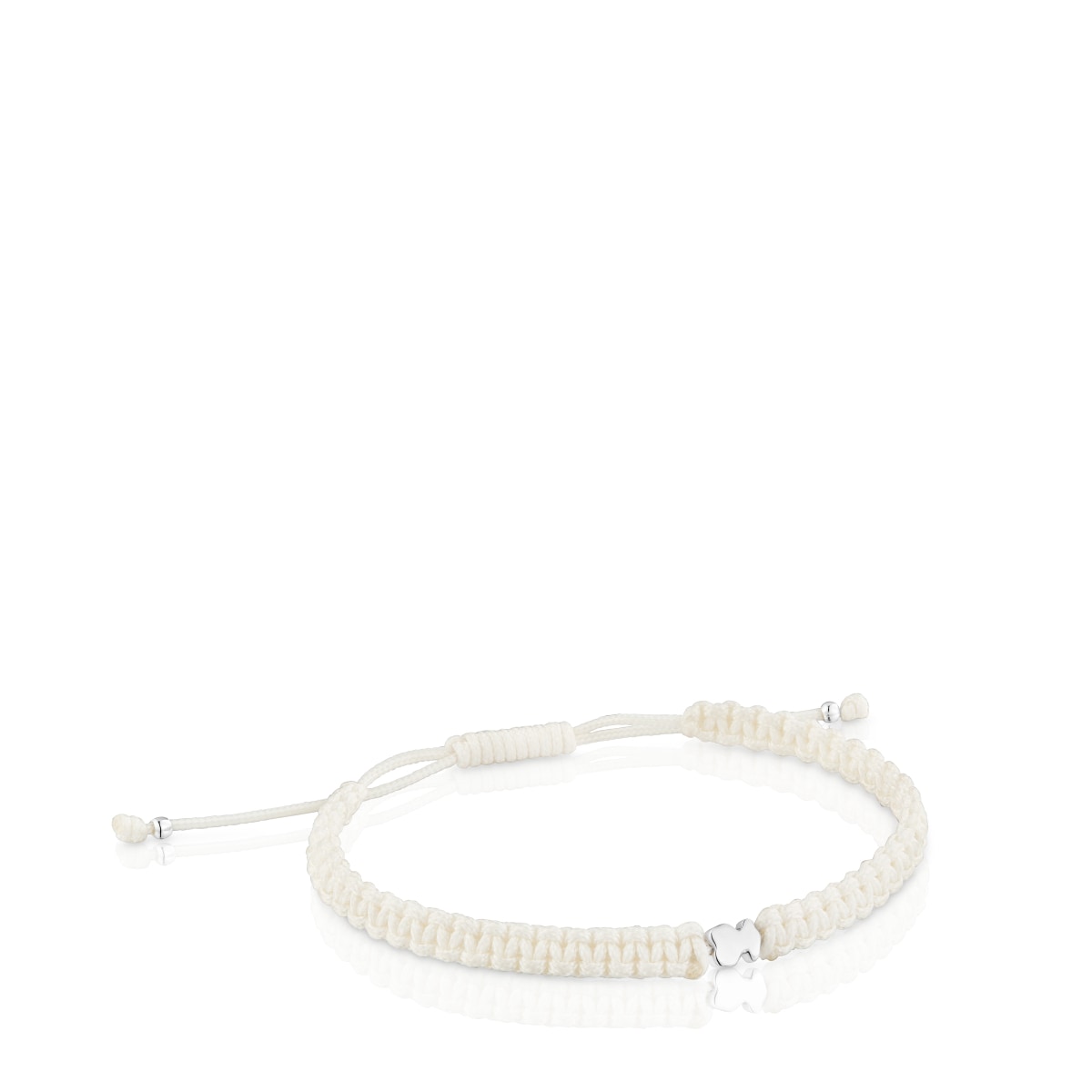 Tous - Pulsera Oso De Plata Y Nylon Blanco Tous Motivos - Plateado