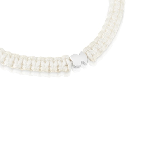 Silver and white nylon bear Bracelet TOUS Motifs