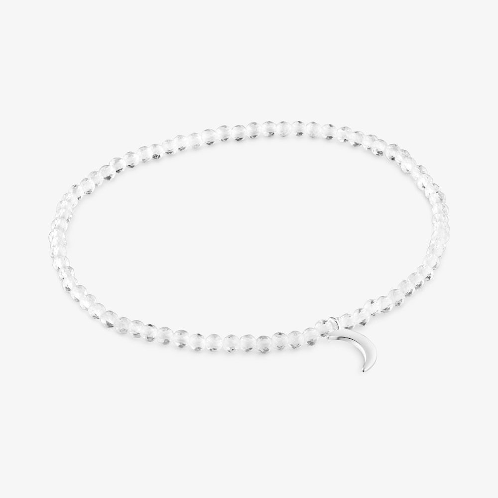 Elastic Bracelet with rock crystal quartz and silver moon TOUS Motifs