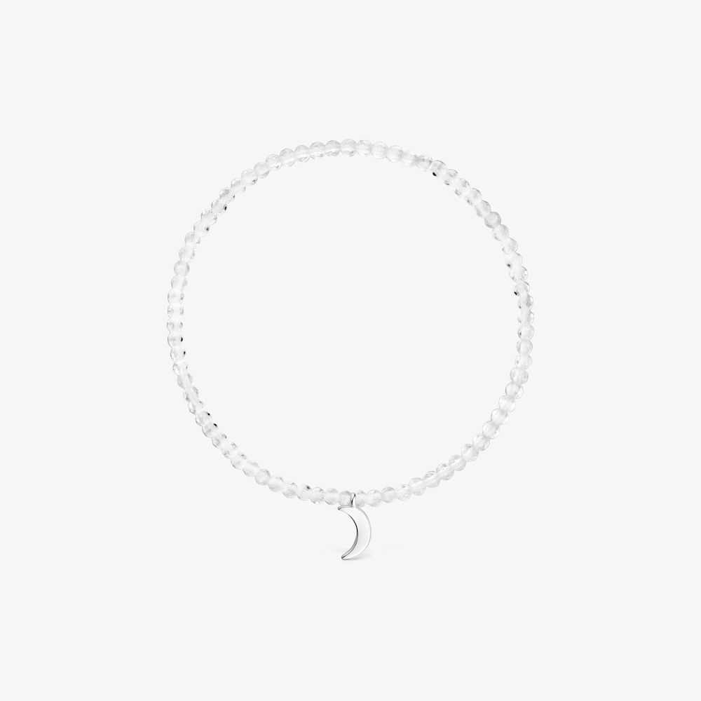 Elastic Bracelet with rock crystal quartz and silver moon TOUS Motifs