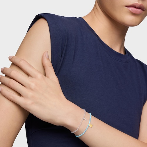 Pulsera elástica con cuarzo cristal de roca y luna de plata TOUS Motivos