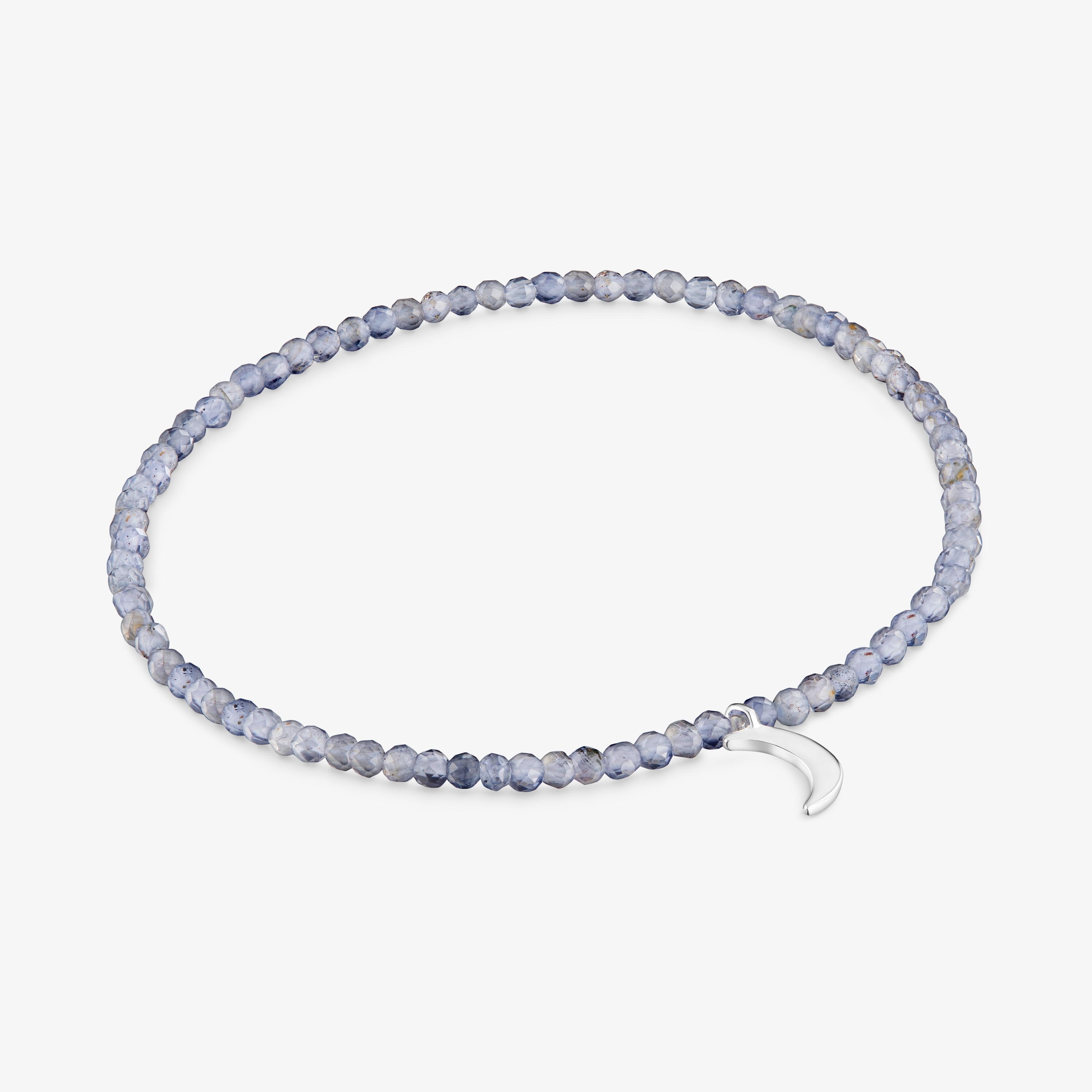 Elastic Bracelet with iolites and silver moon TOUS Motifs