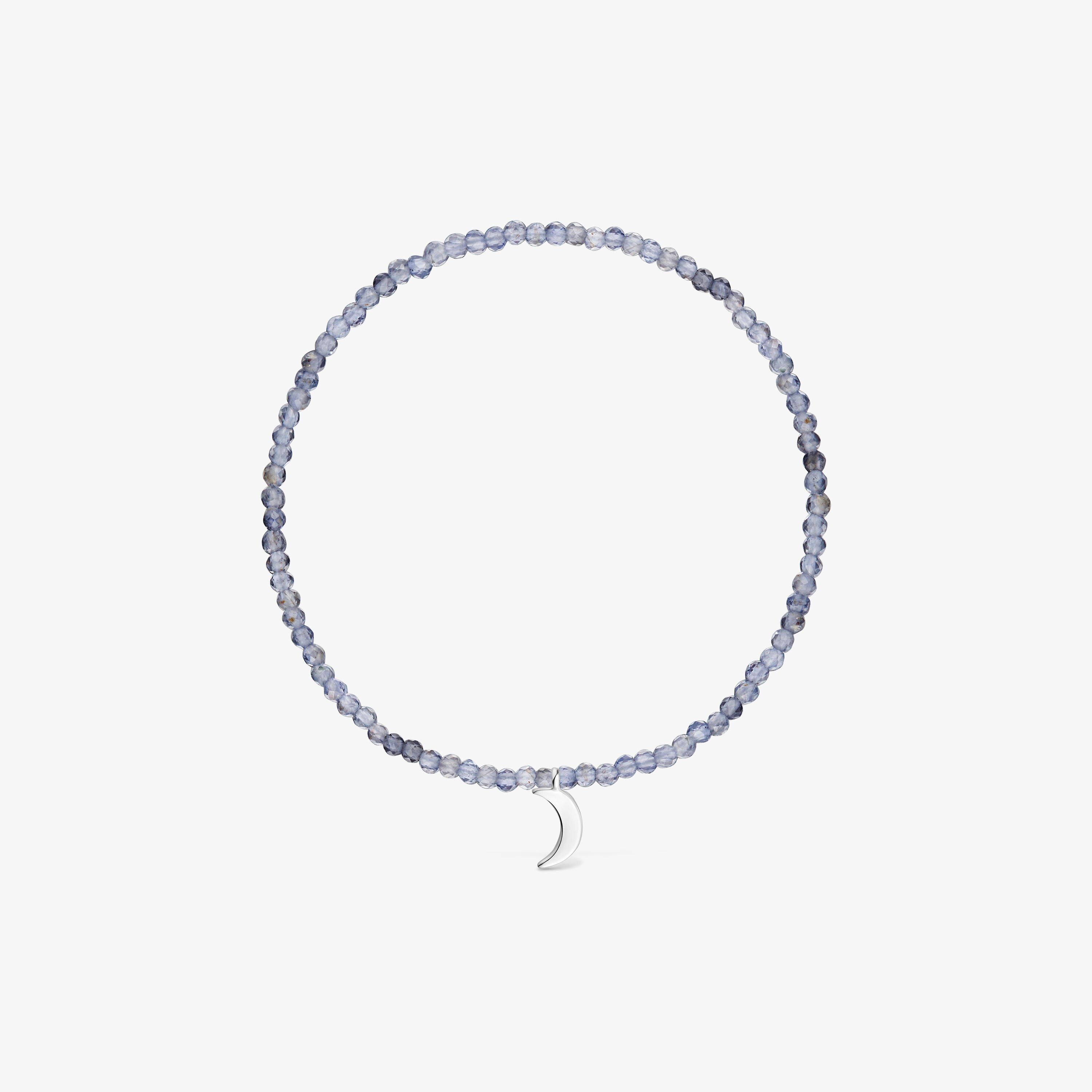 Elastic Bracelet with iolites and silver moon TOUS Motifs
