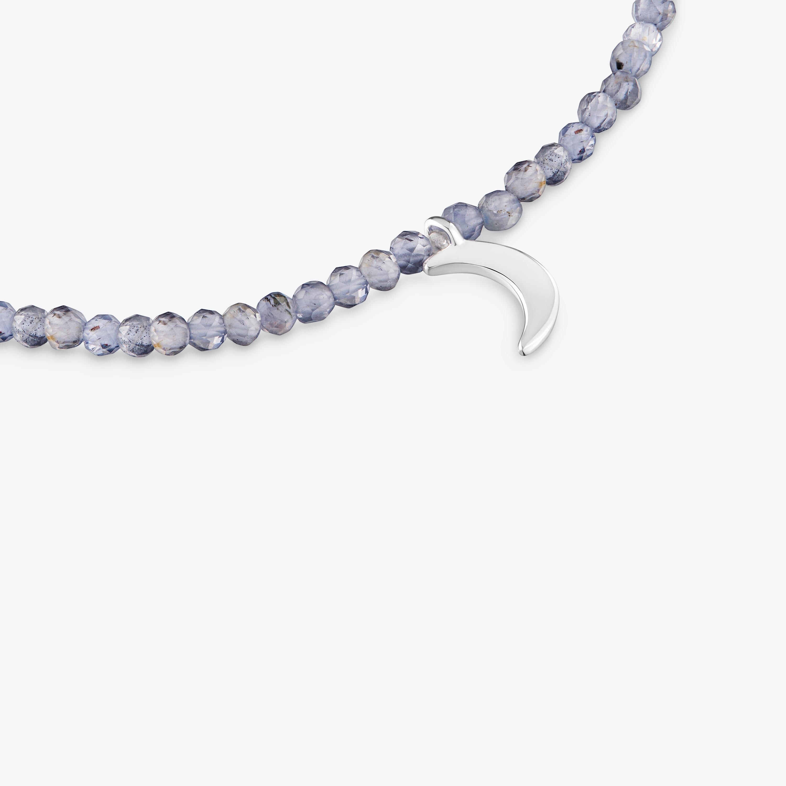 Elastic Bracelet with iolites and silver moon TOUS Motifs