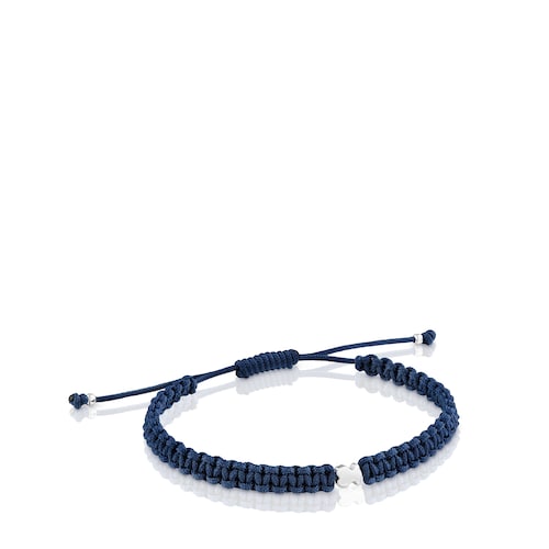 Pulseira urso em prata e nylon verde TOUS Motivos image number 0