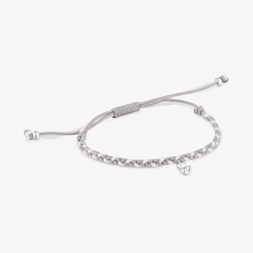 Pulsera oso de plata y nylon gris TOUS Motivos
