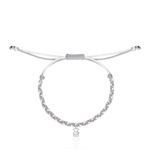 Pulsera oso de plata y nylon gris TOUS Motivos