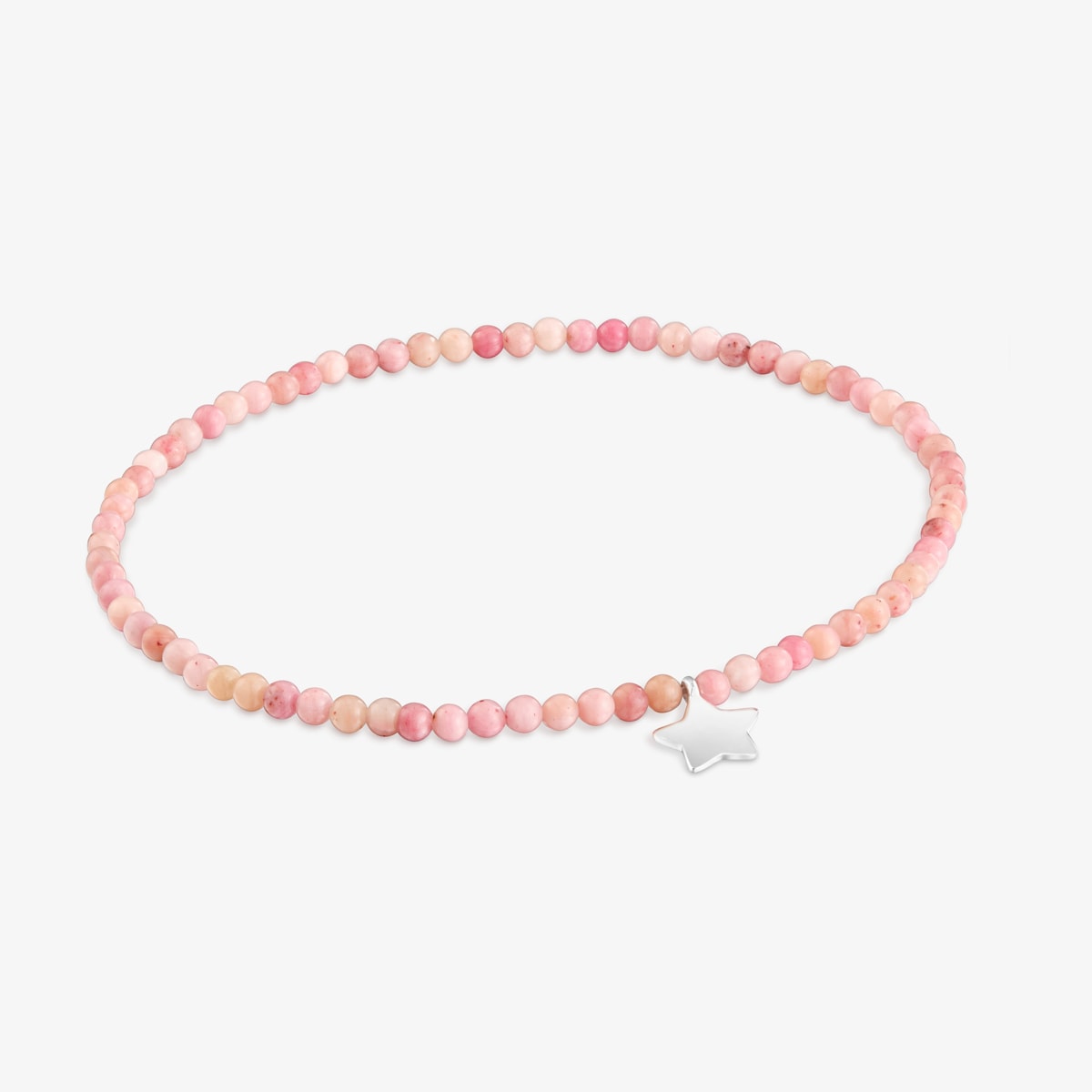 Elastisches Armband Motifs Mit Rhodonit Und Sternmotiv Aus Silber