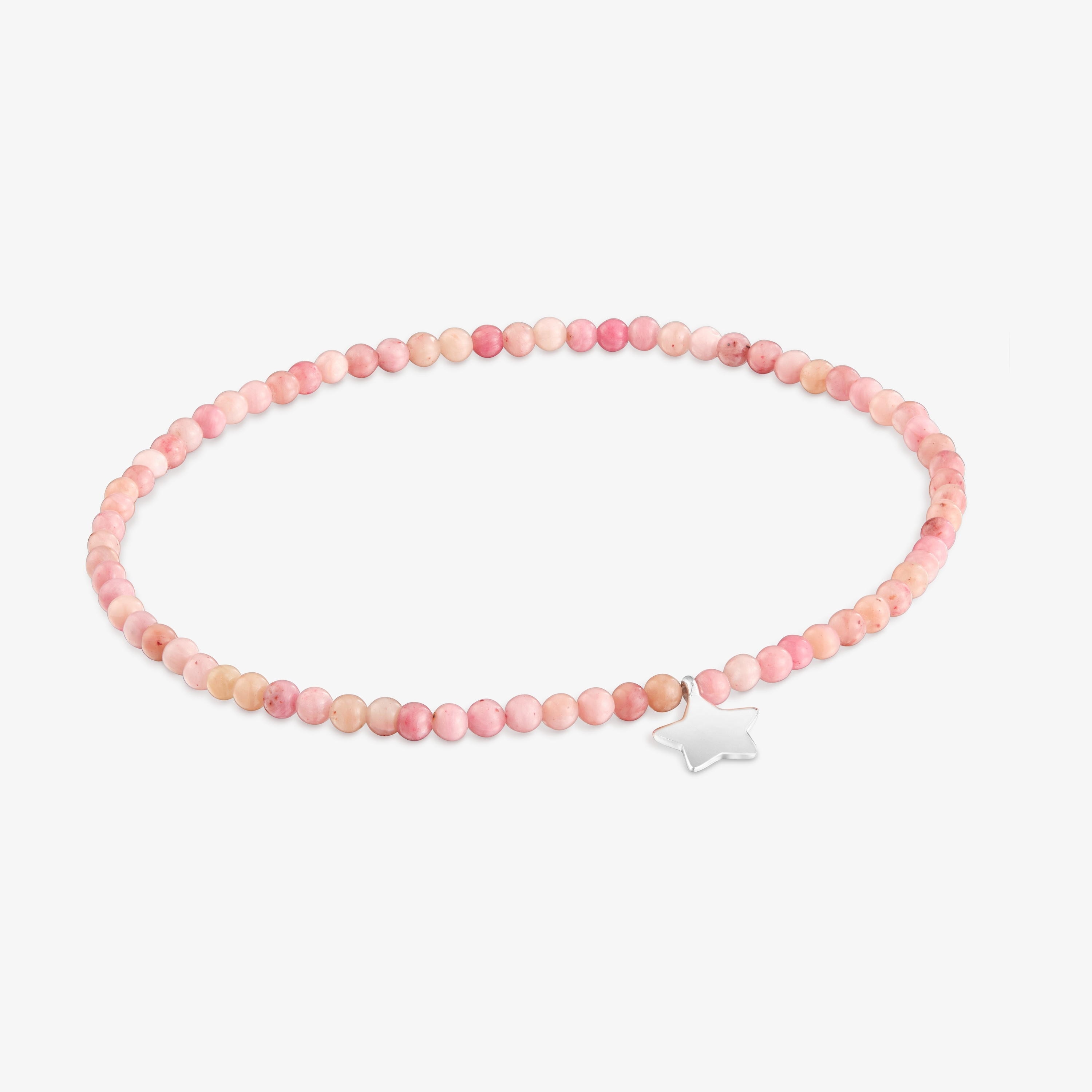 Elastic Bracelet with rhodonite and silver star TOUS Motifs