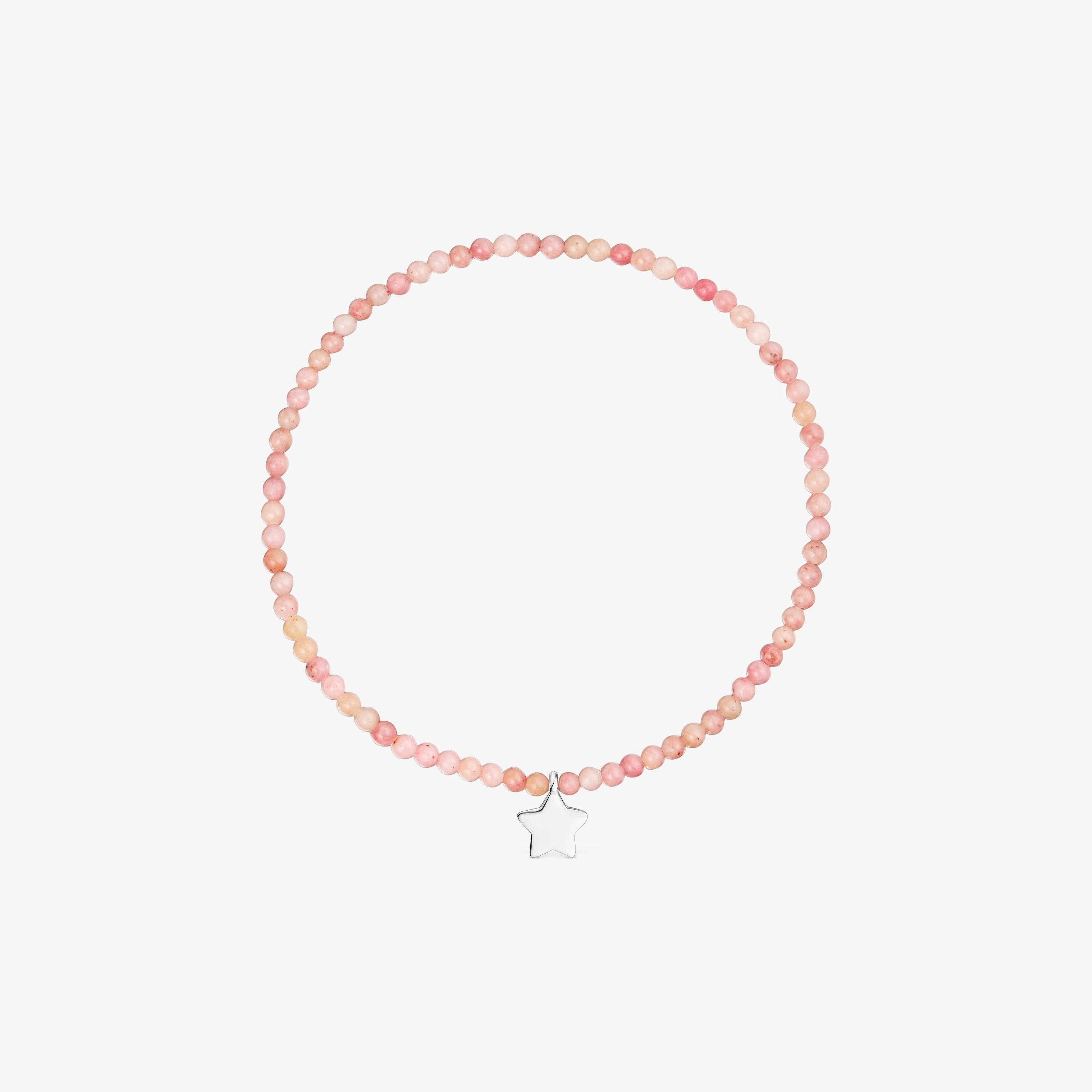 Elastic Bracelet with rhodonite and silver star TOUS Motifs