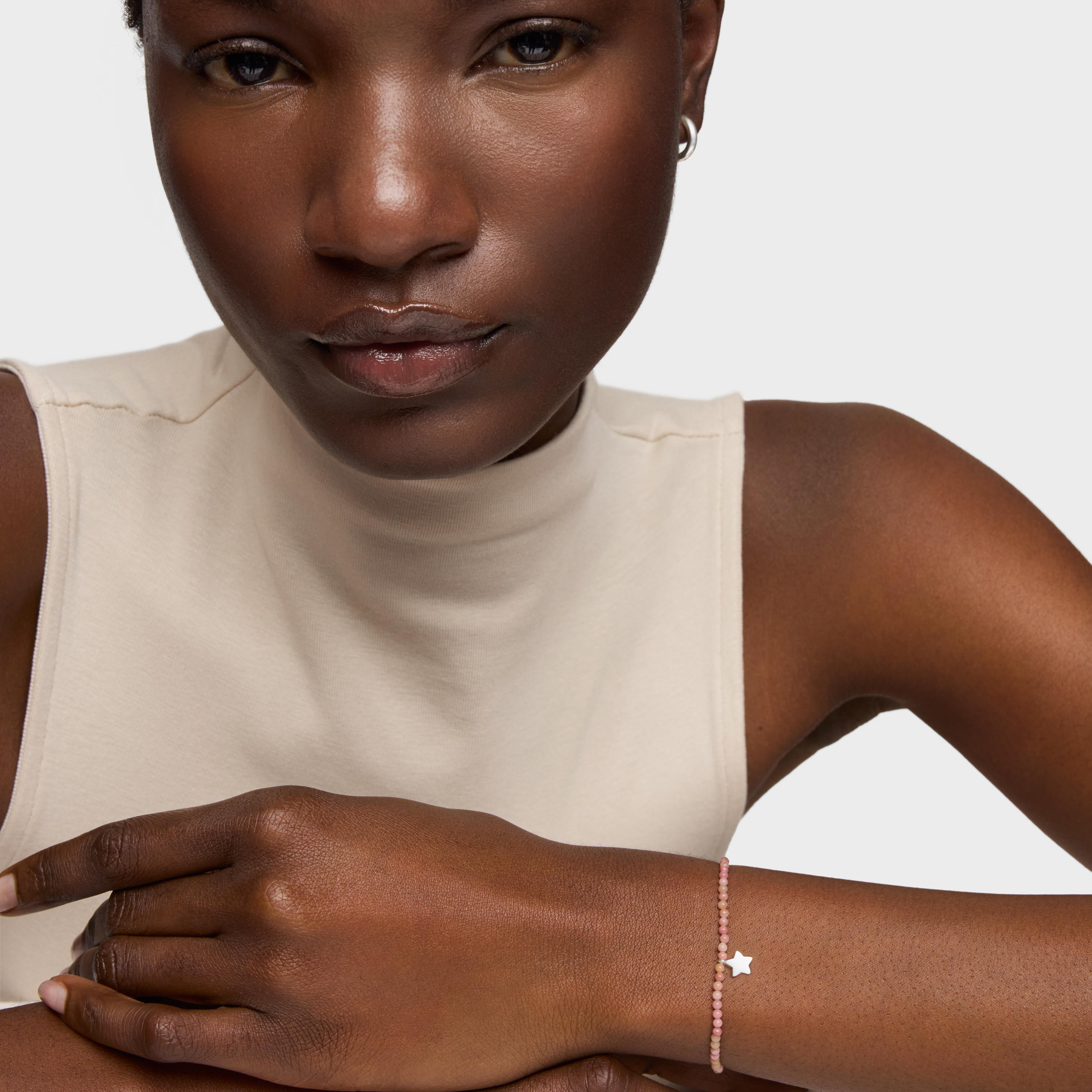Elastic Bracelet with rhodonite and silver star TOUS Motifs